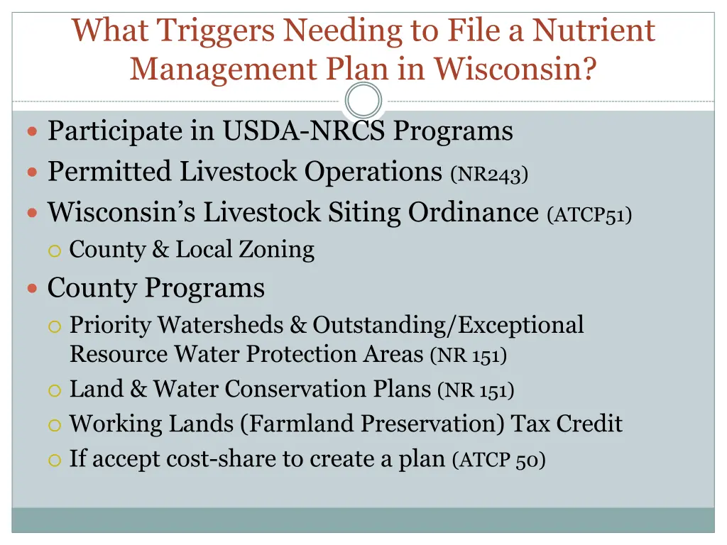 what triggers needing to file a nutrient
