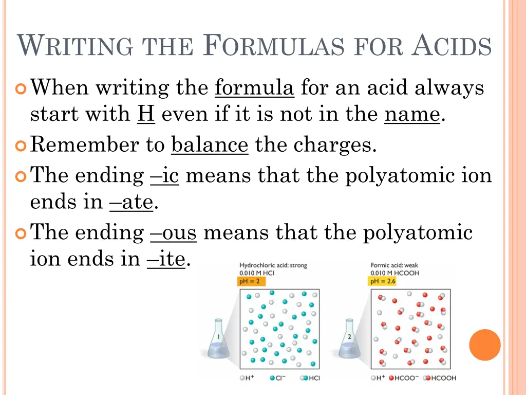 w riting the f ormulas for a cids