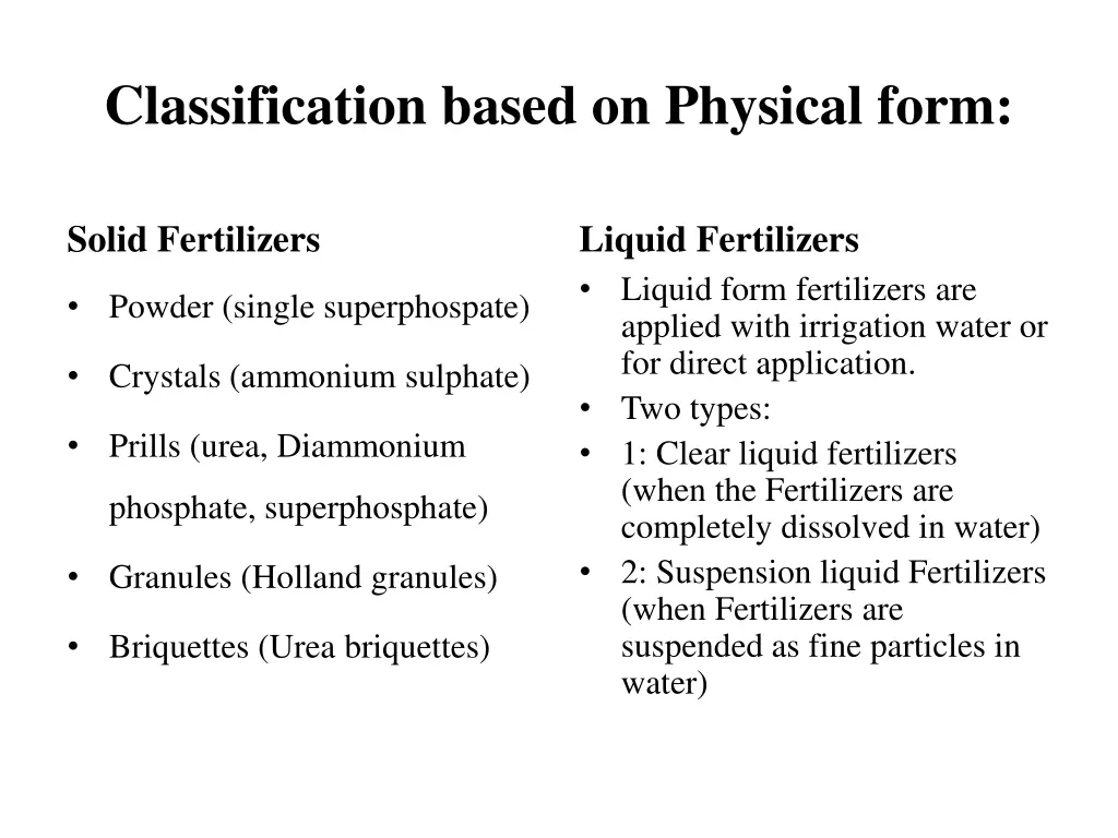 classification based on physical form