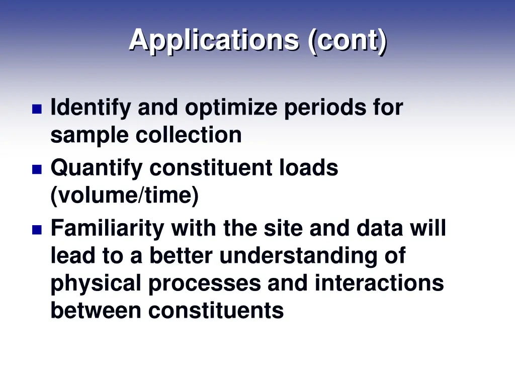 applications cont
