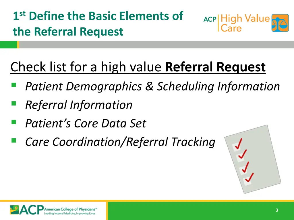 1 st define the basic elements of the referral