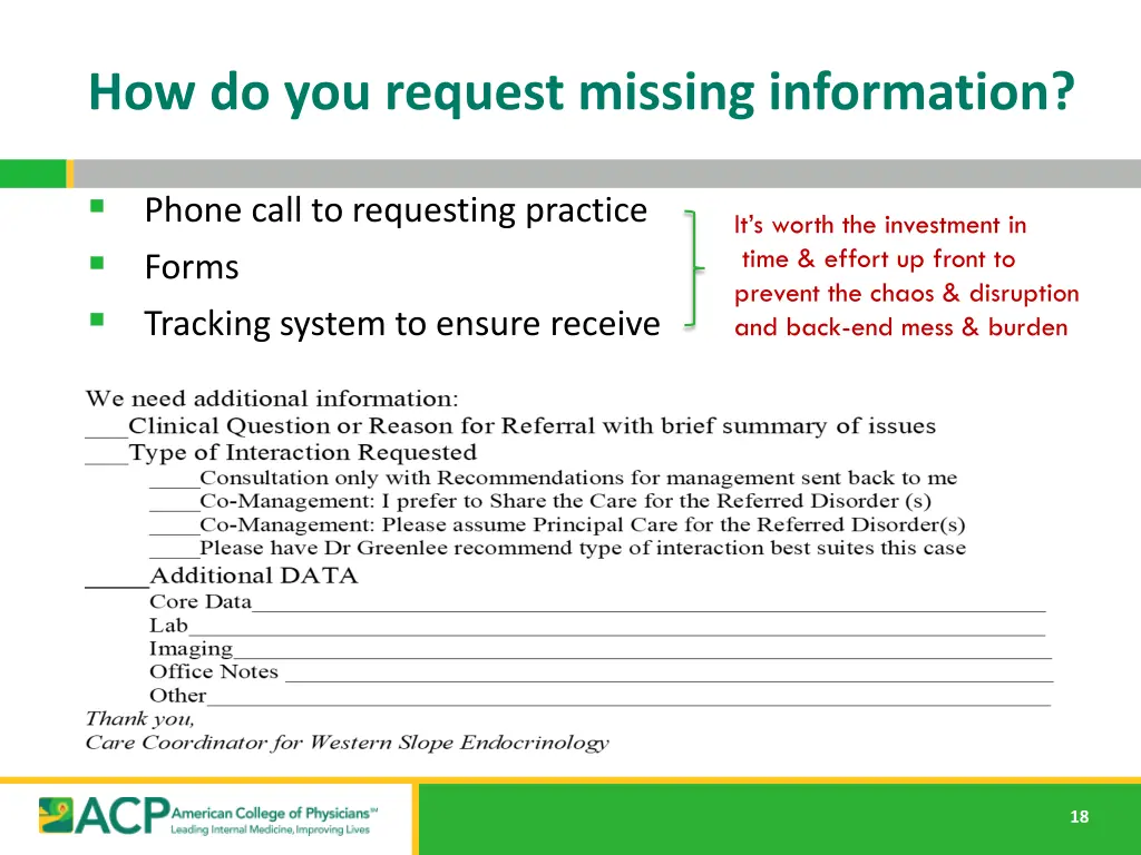 how do you request missing information
