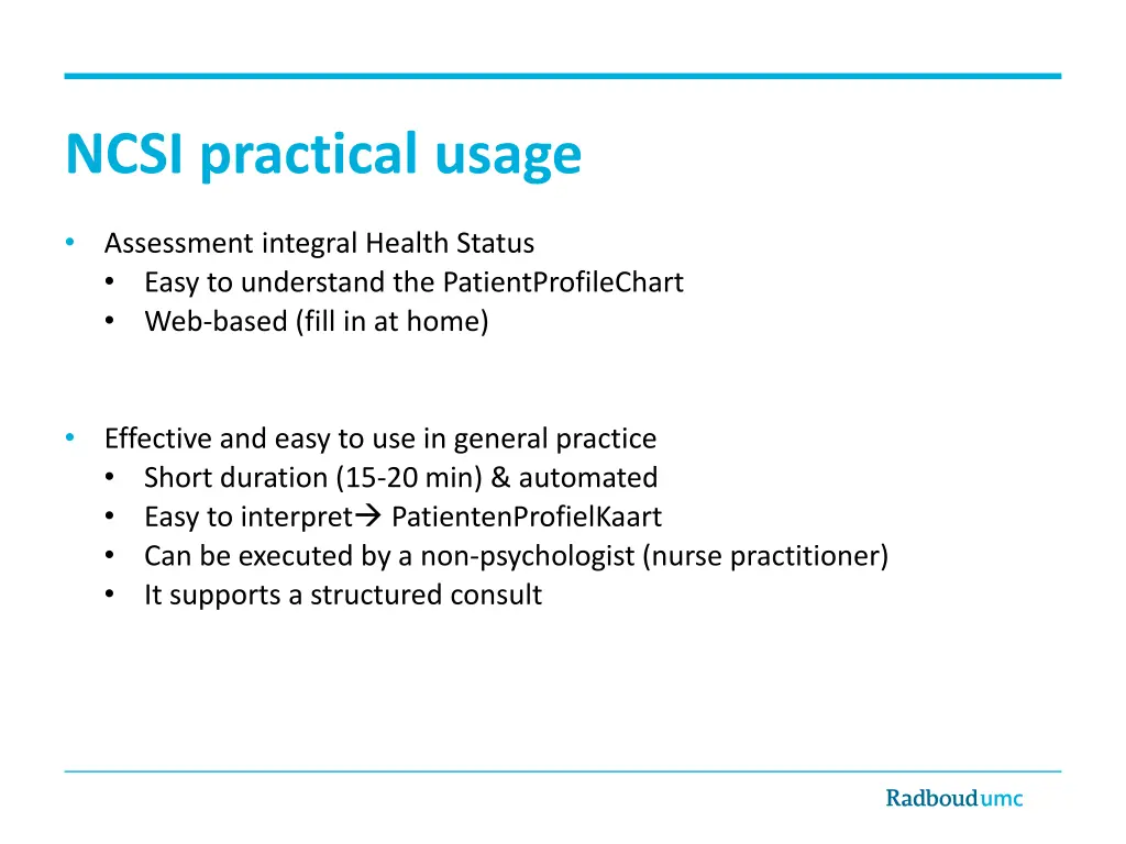 ncsi practical usage