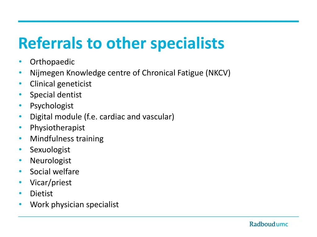 referrals to other specialists orthopaedic