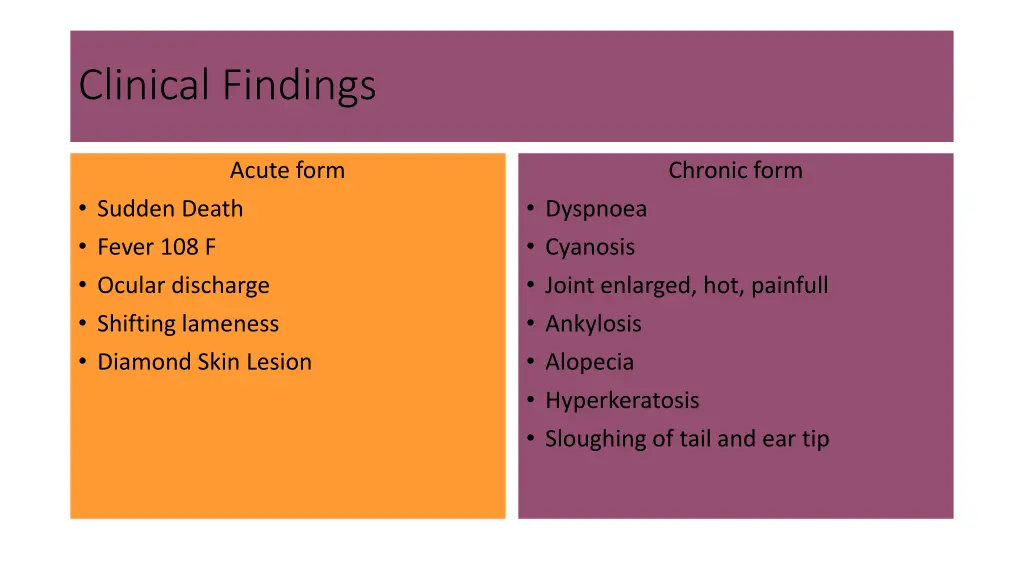 clinical findings