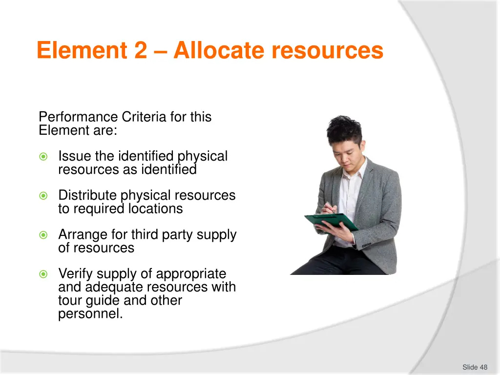 element 2 allocate resources 1