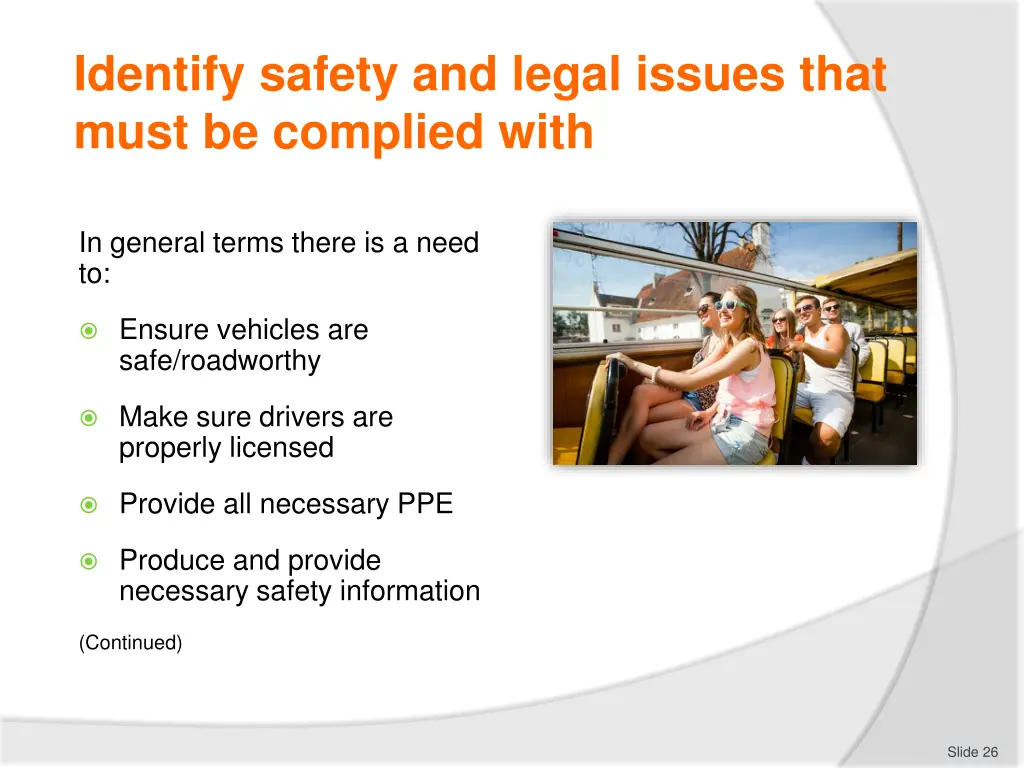 identify safety and legal issues that must 6