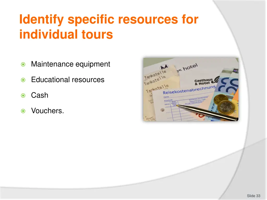 identify specific resources for individual tours 3