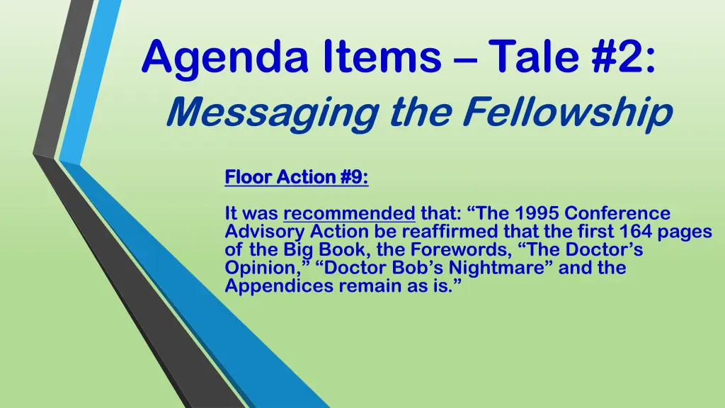 agenda items tale 2 messaging the fellowship