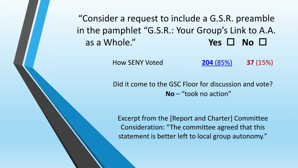 consider a request to include a g s r preamble