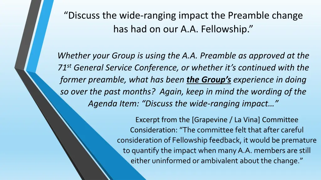 discuss the wide ranging impact the preamble