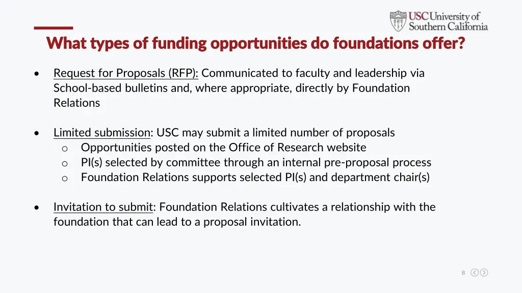 what types of funding opportunities