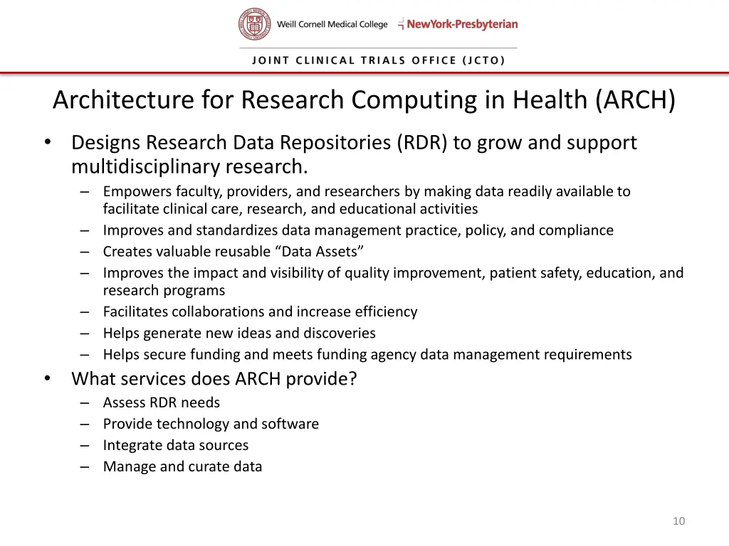 architecture for research computing in health arch