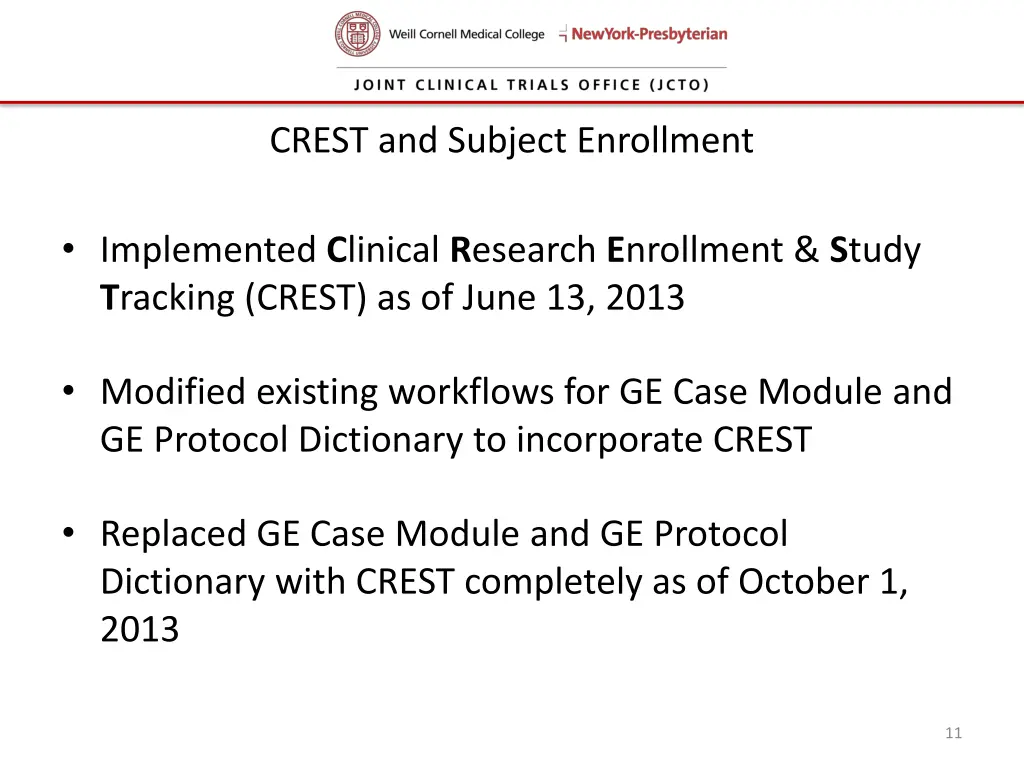 crest and subject enrollment