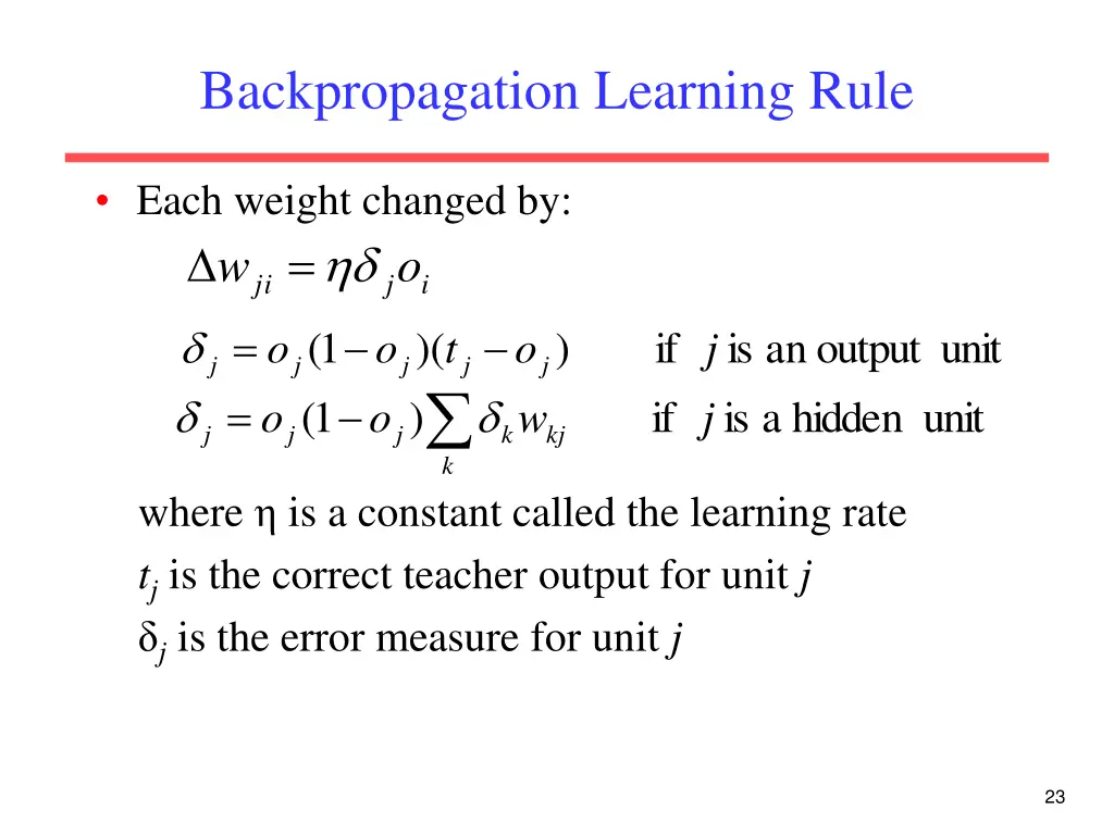 backpropagation learning rule