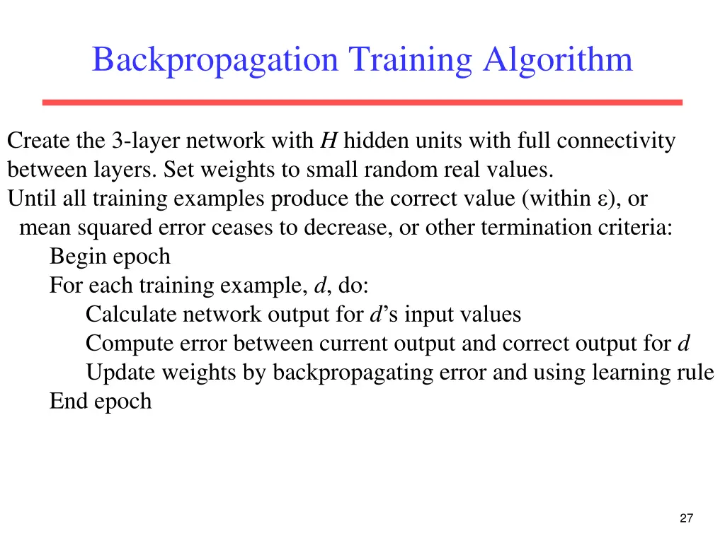 backpropagation training algorithm