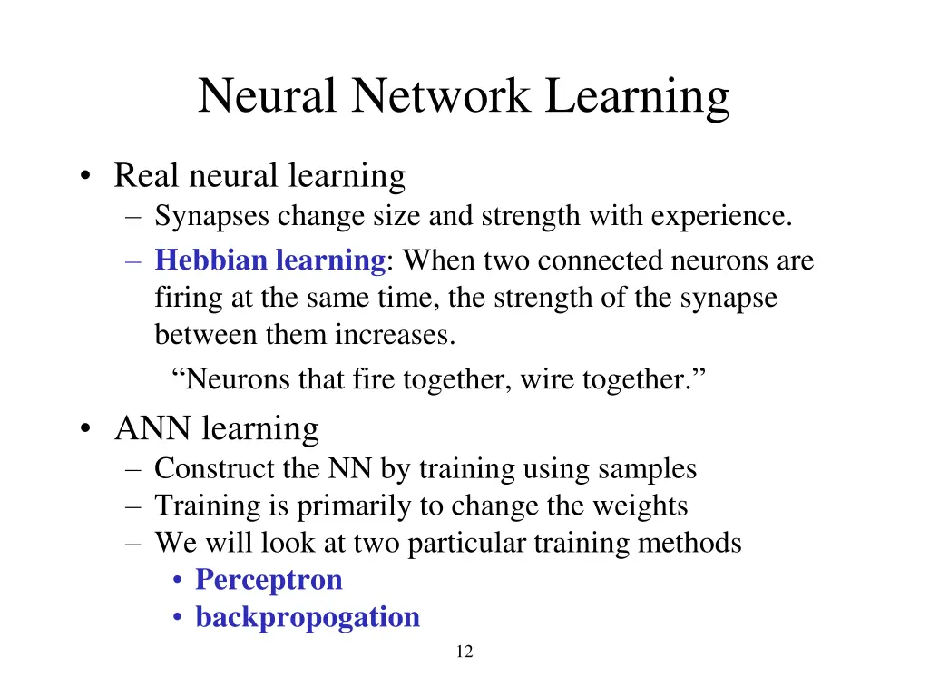 neural network learning