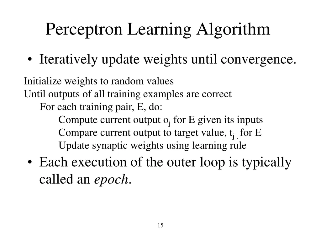 perceptron learning algorithm