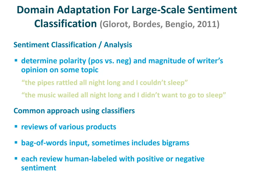 domain adaptation for large scale sentiment