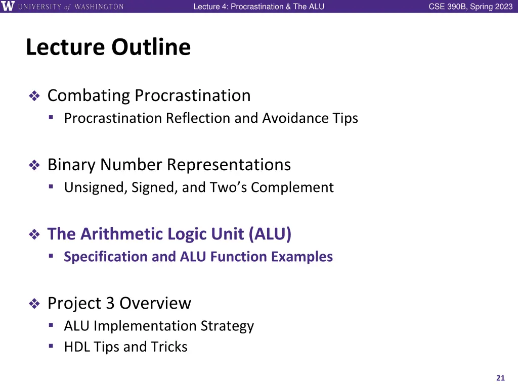 lecture 4 procrastination the alu 19
