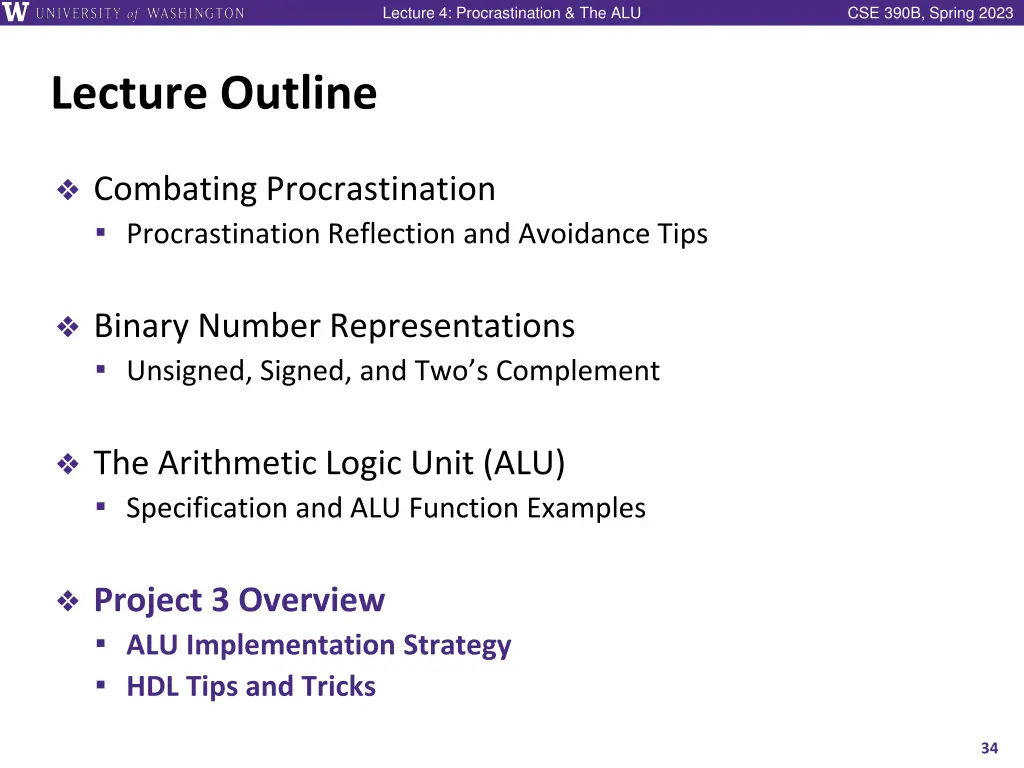 lecture 4 procrastination the alu 32