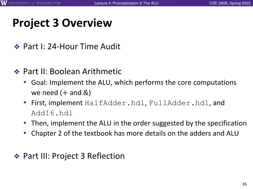 lecture 4 procrastination the alu 33