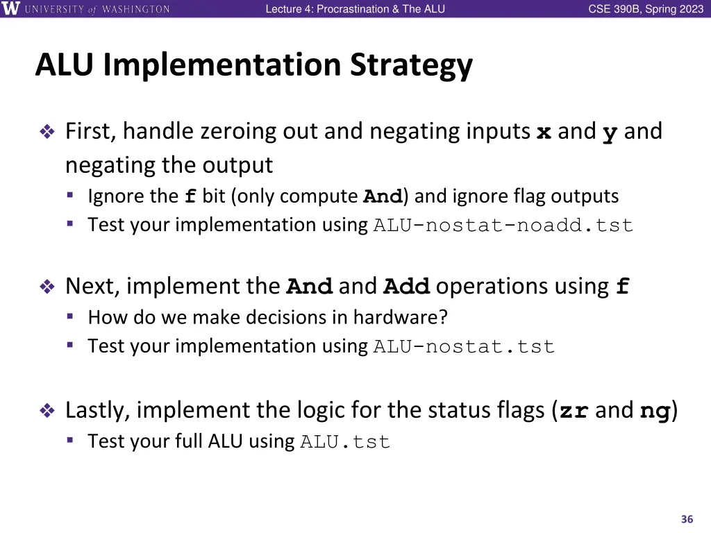 lecture 4 procrastination the alu 34