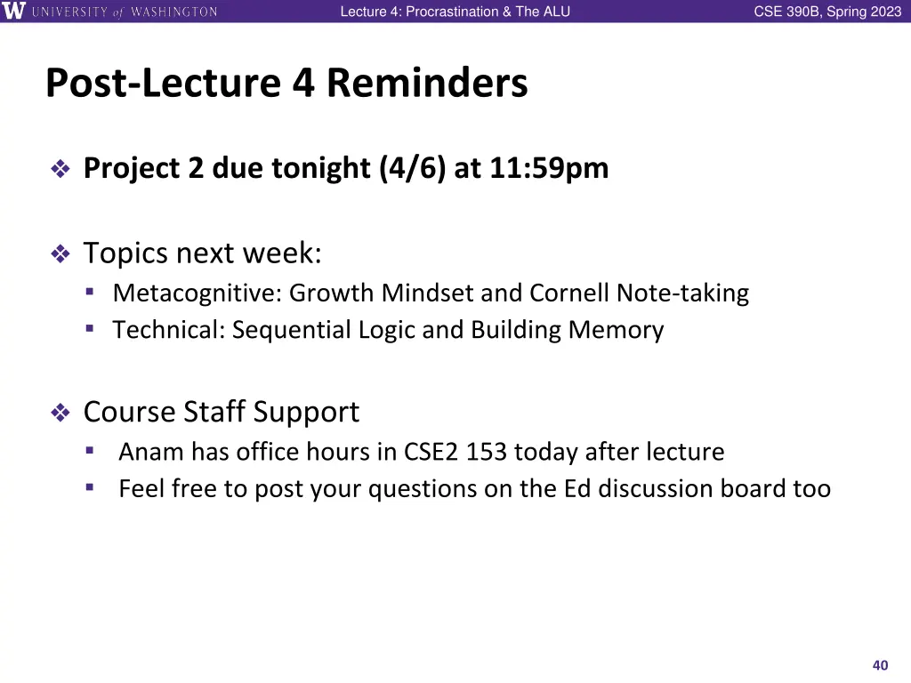 lecture 4 procrastination the alu 38