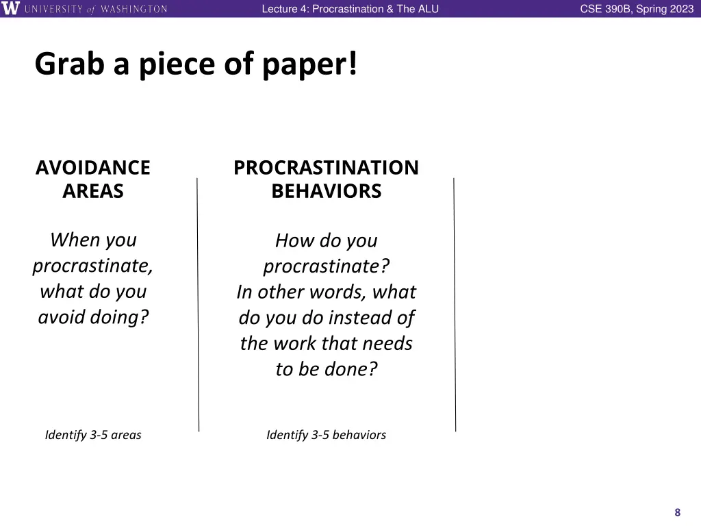 lecture 4 procrastination the alu 6