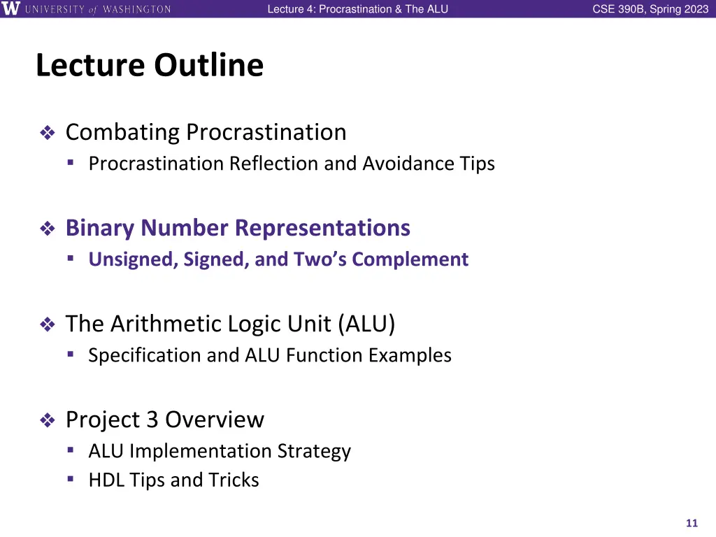 lecture 4 procrastination the alu 9