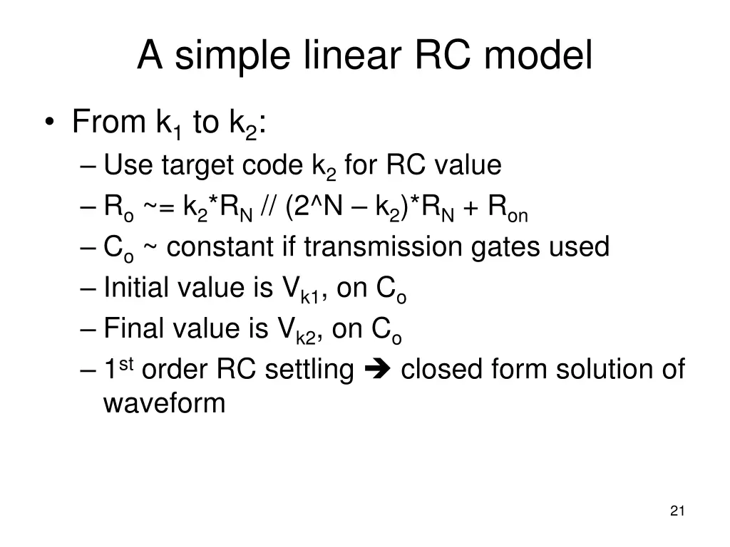 a simple linear rc model