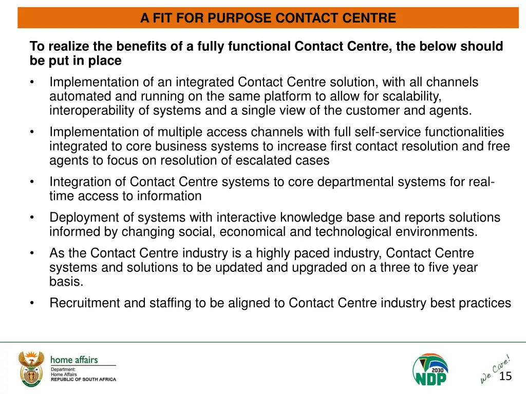 a fit for purpose contact centre