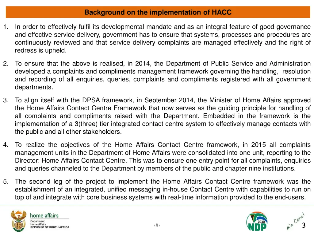 background on the implementation of hacc