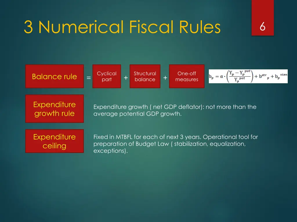 3 numerical fiscal rules