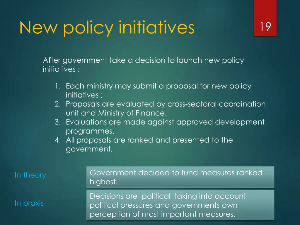 new policy initiatives