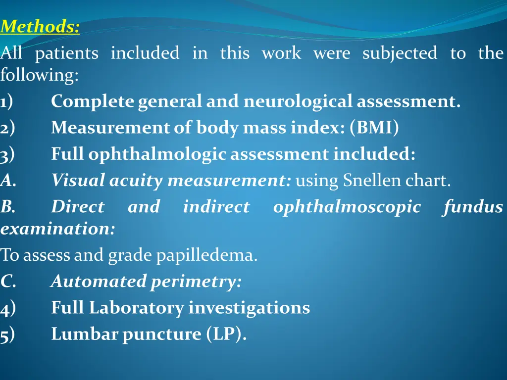methods all patients included in this work were
