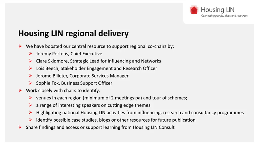 housing lin regional delivery