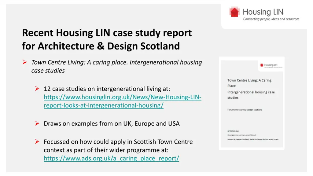 recent housing lin case study report