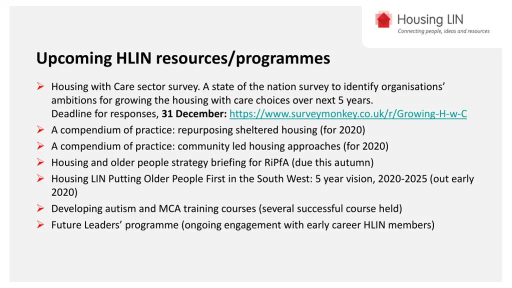 upcoming hlin resources programmes