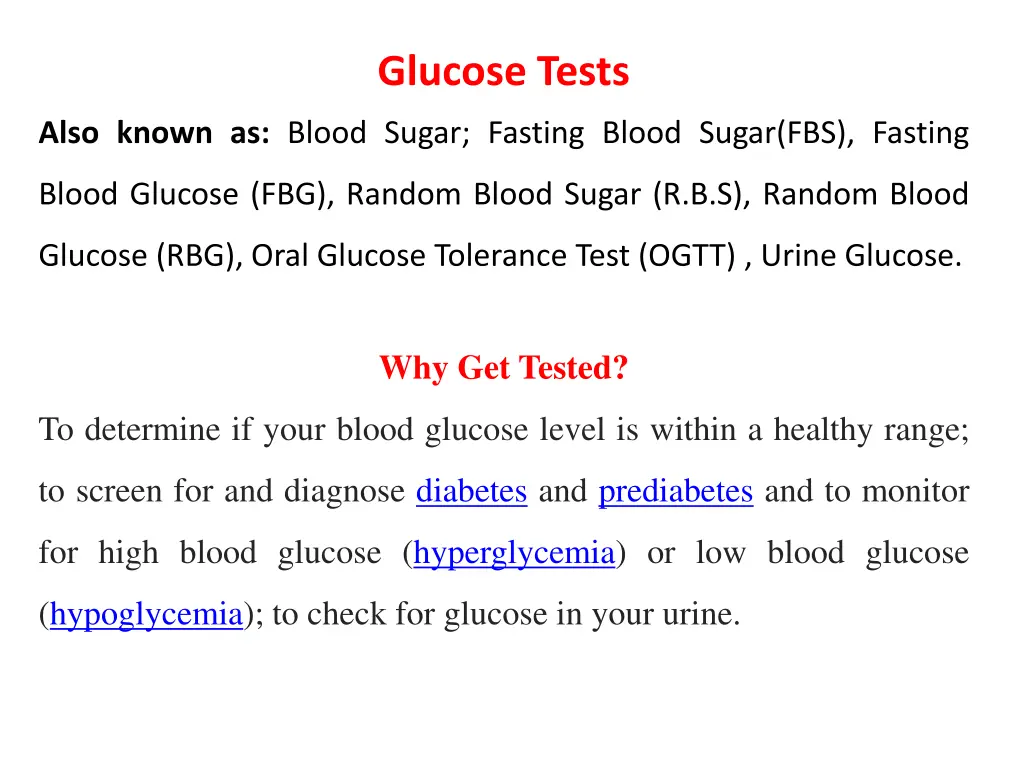 glucose tests