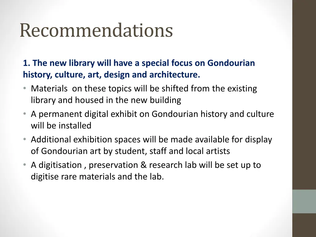 recommendations