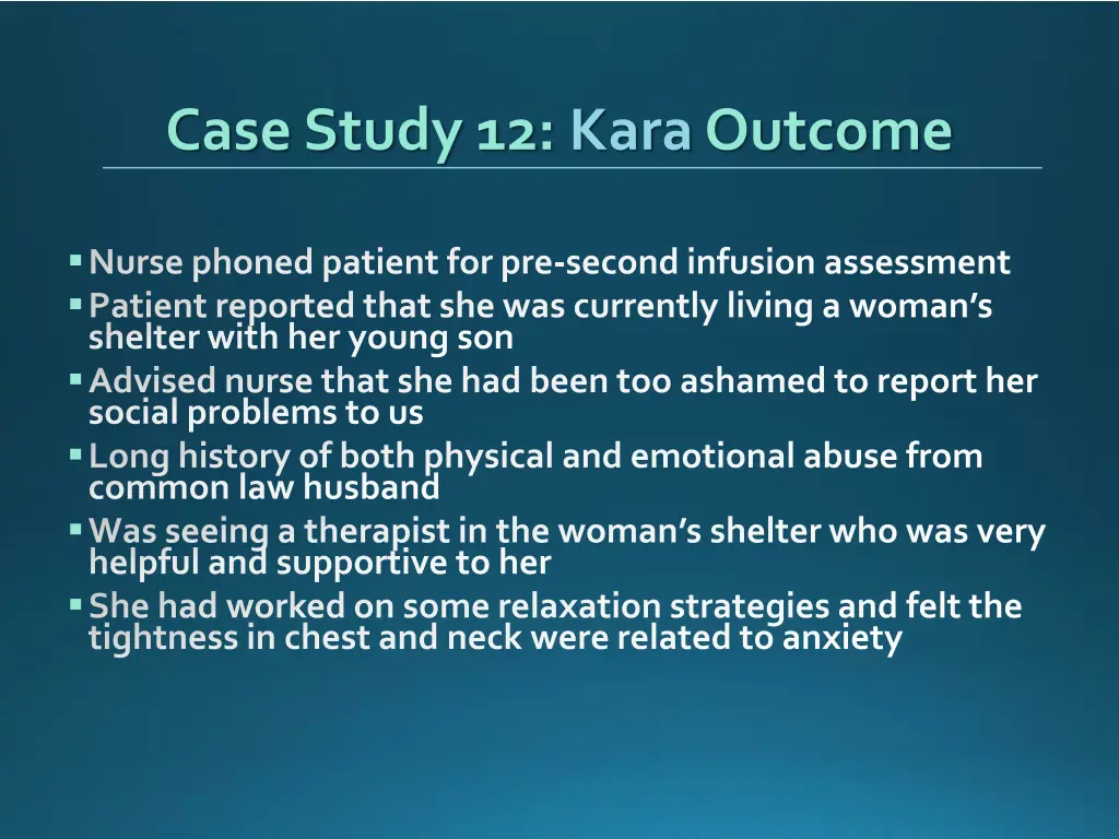 case study 12 kara outcome