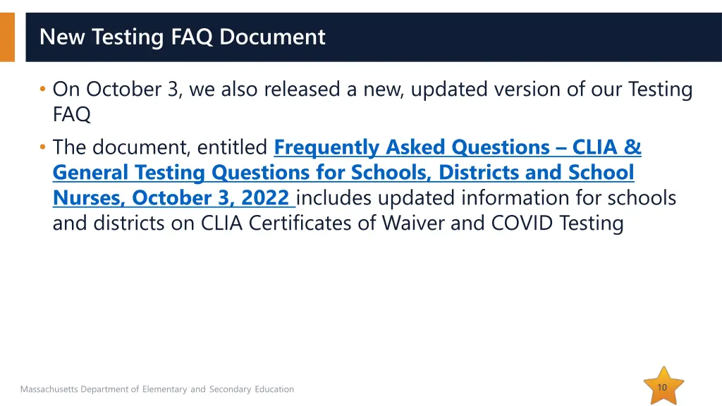 new testing faq document