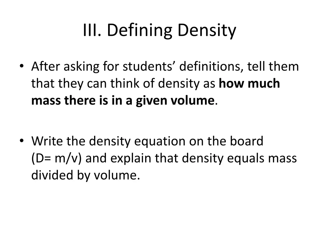 iii defining density