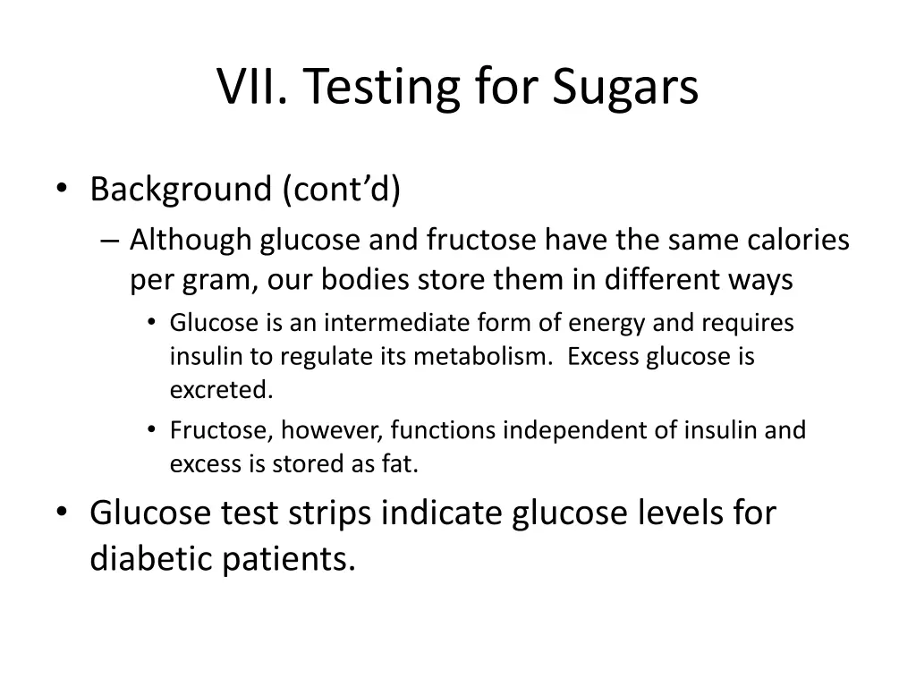 vii testing for sugars 1