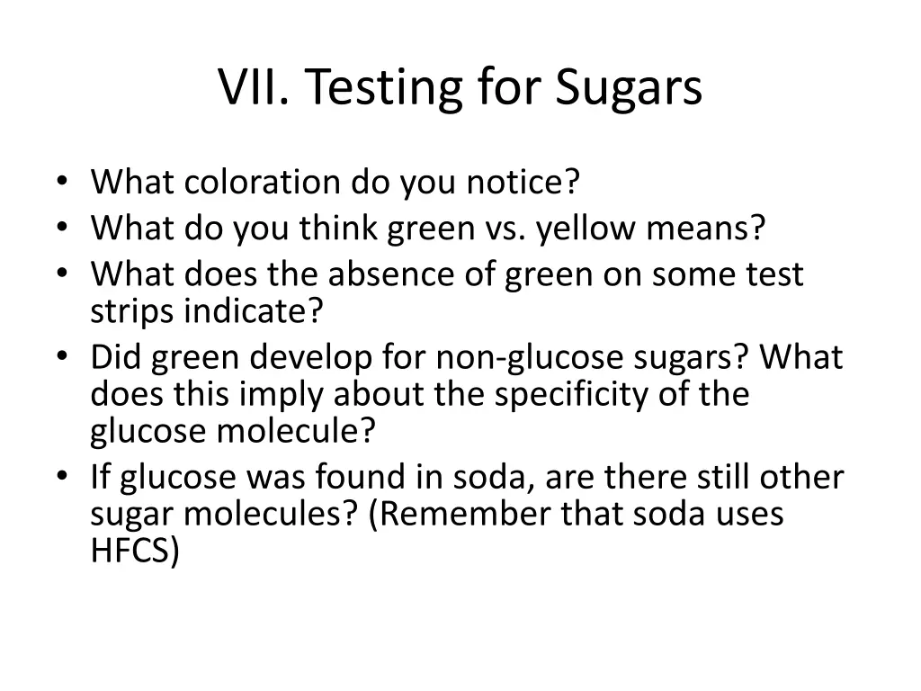 vii testing for sugars 3