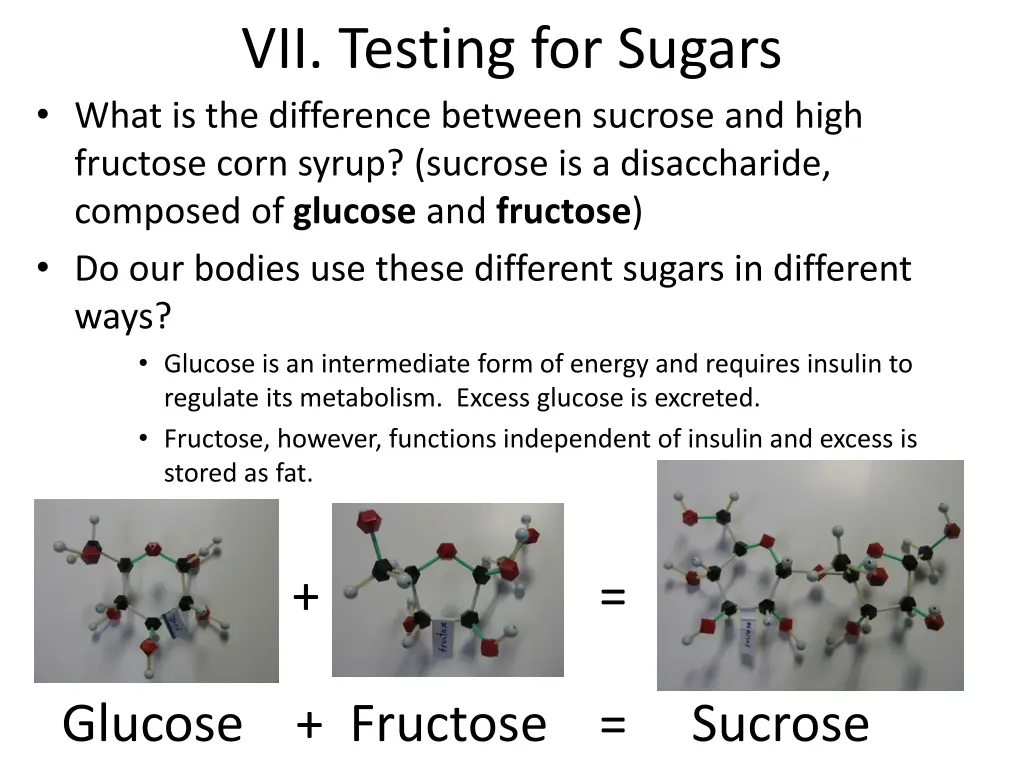 vii testing for sugars what is the difference