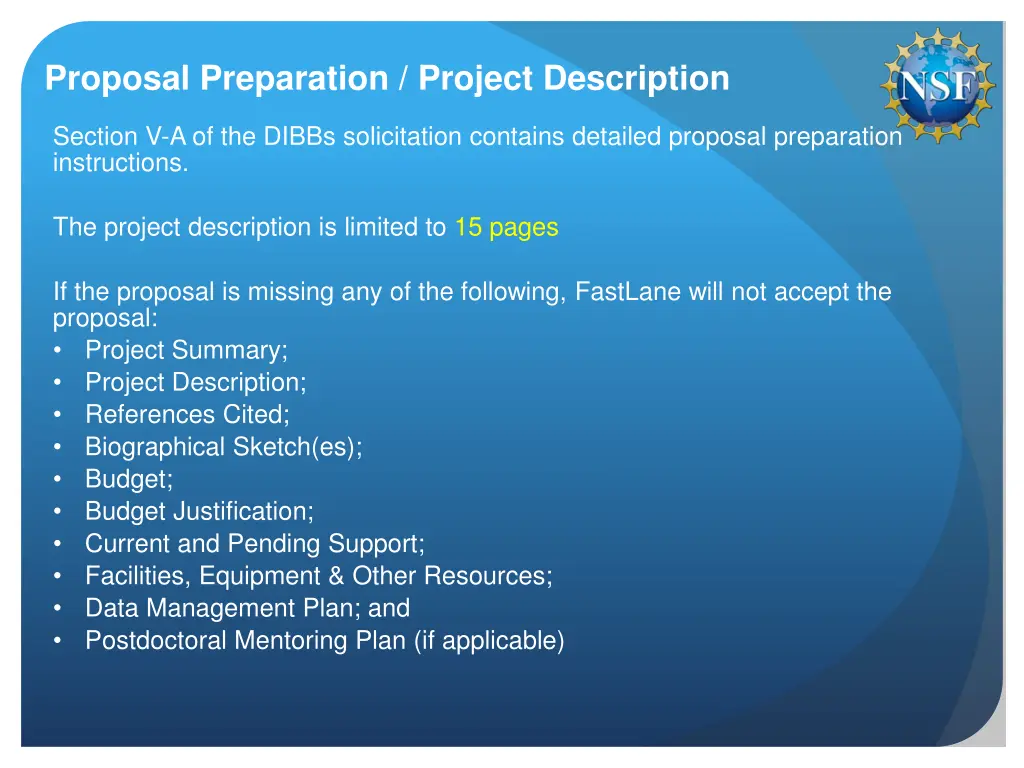 proposal preparation project description