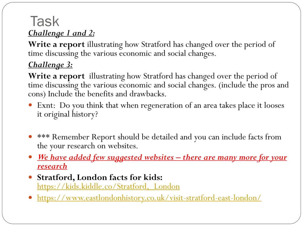 task challenge 1 and 2 write a report