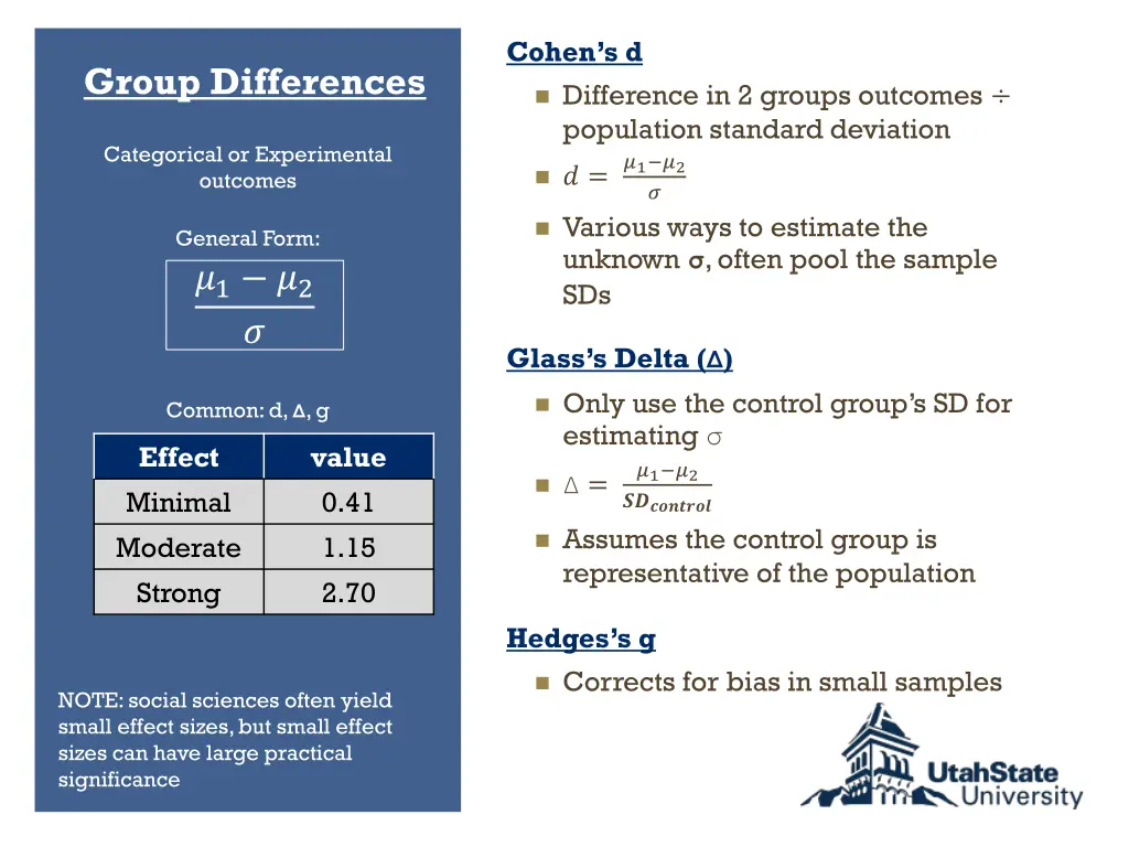 cohen s d difference in 2 groups outcomes